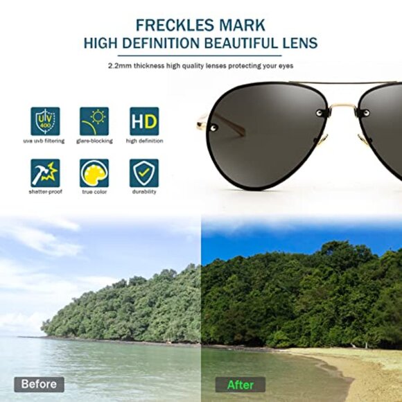 Classic Oversized Aviator Sunglasses Retro Gold Metal Frame Clear Lenses